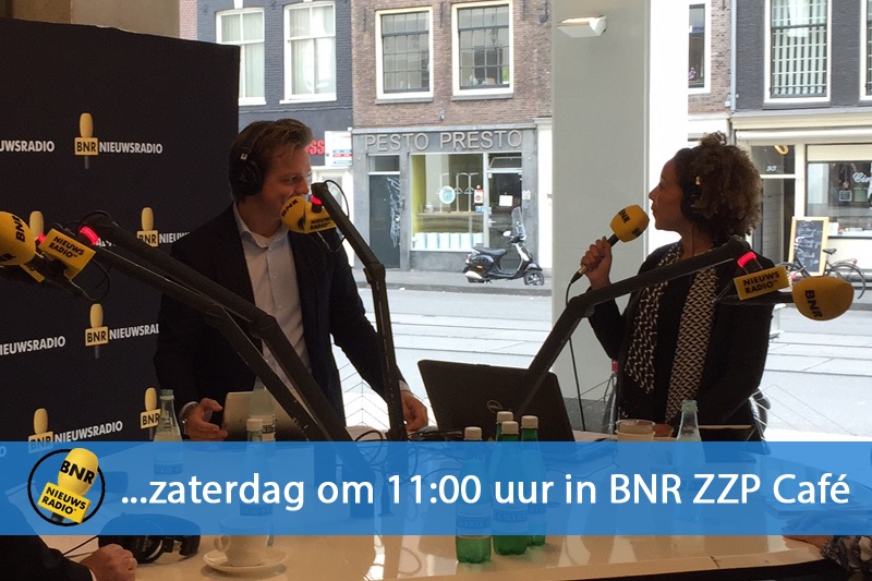 Jeroen Sakkers co-hosting BNR ZZP Café with Diana Matroos in 2014